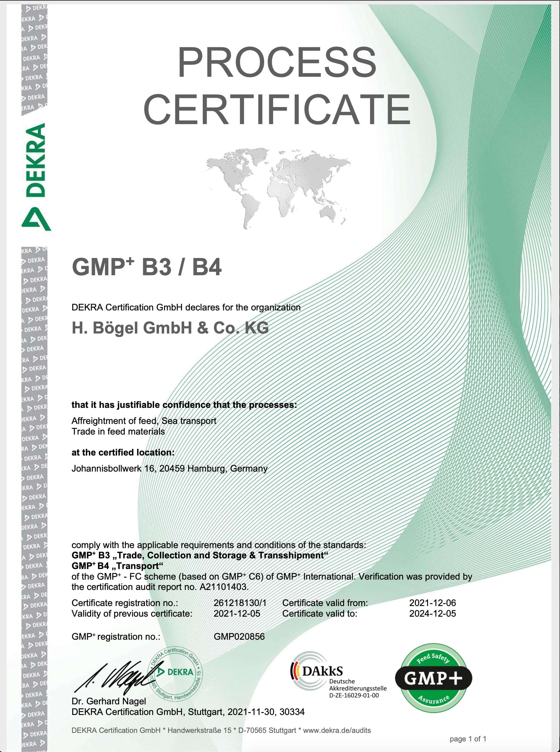 GMP+ 3 B3 Certificate